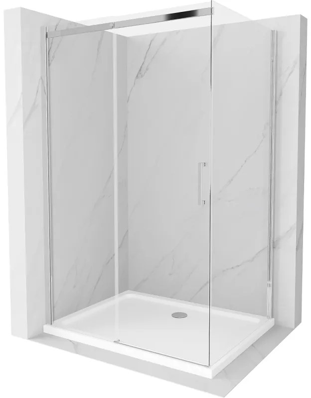 Cabină de duș Mexen Omega culisantă 100 x 80 cm, transparentă, crom + cadă Flat - 825-100-080-01-00-4010
