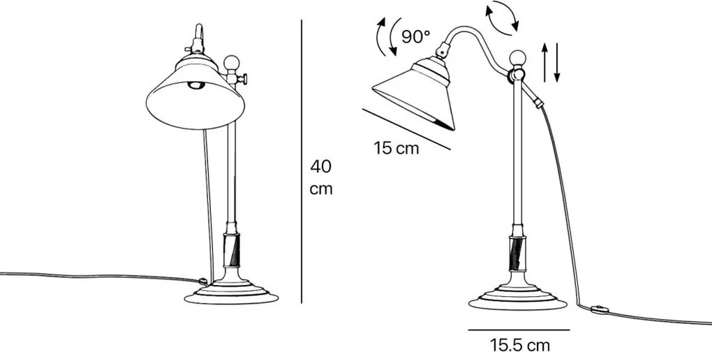 Veioza din alama cu brat reglabil Sofia