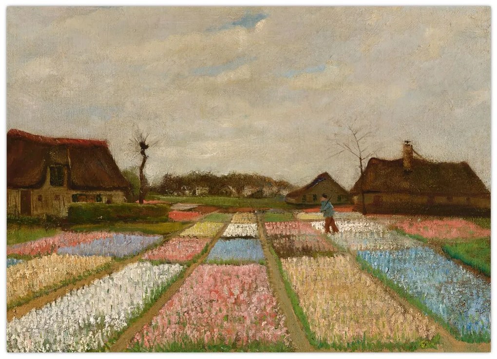 Tablou pe sticlă - Vincent van Gogh, Flower Beds in Holland, reproducere (70x50 cm)