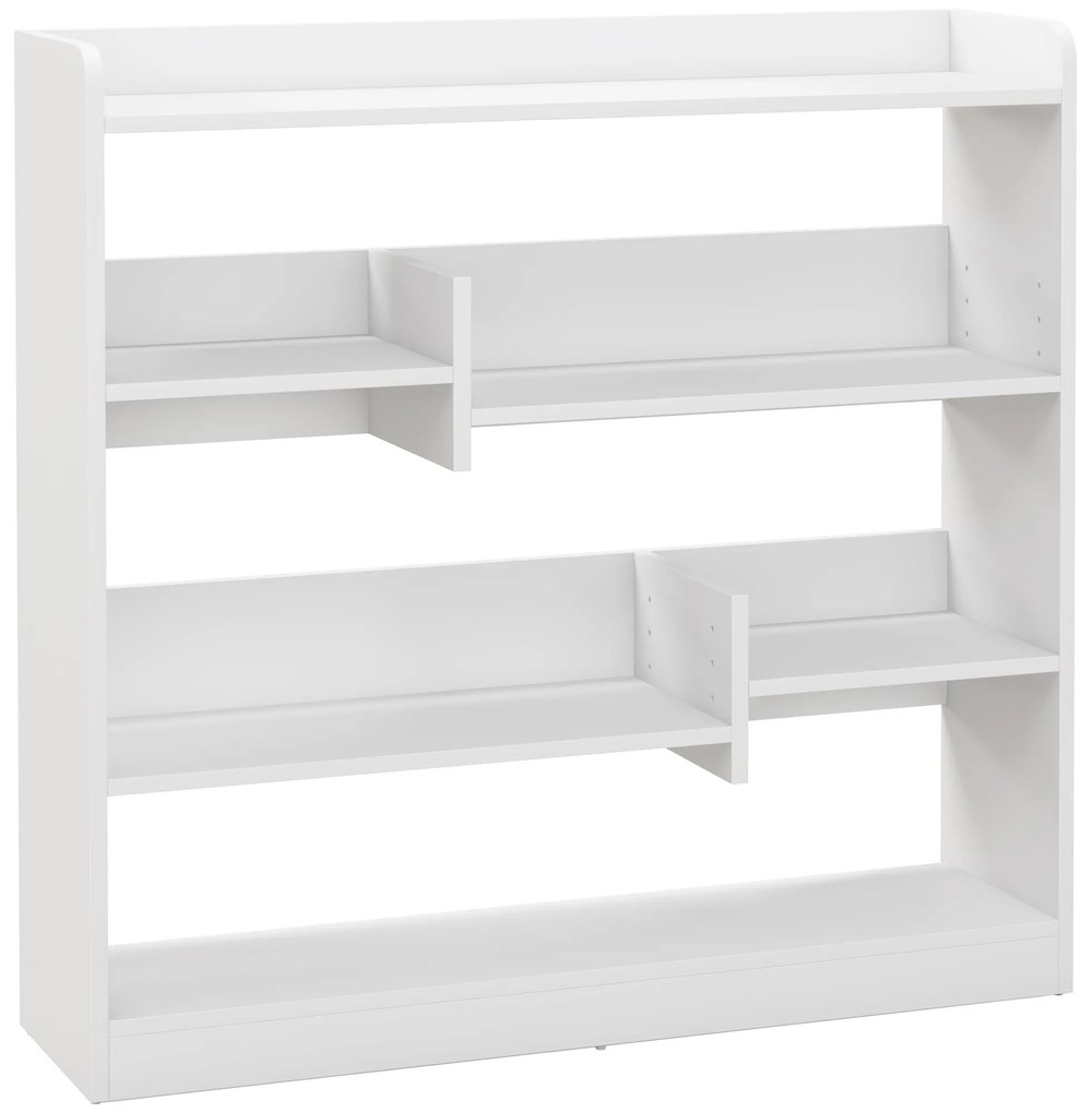 HOMCOM Bibliotecă etajeră Mobilier de Depozitare dim. 90L x 24l x 91H cm 4 Niveluri 3 Panouri din Spate Plăci din Particule Alb | Aosom Romania