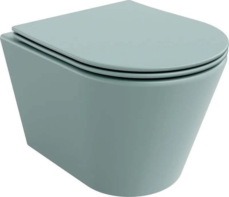 Mexen Rico vas WC Rimless cu capac cu coborâre lentă slim, duroplast, verde deschis mat - 30724048