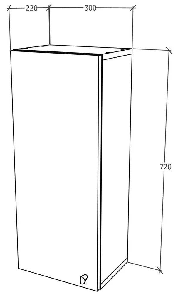 Corp haaus Zaria, Suspendat, 1 Usa, Alb lucios/Alb, MDF, L 30 x l 22 x H 72 cm