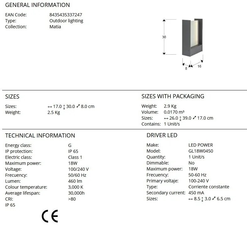 Mini Stalp LED exterior design modern IP65 Matia H-30cm