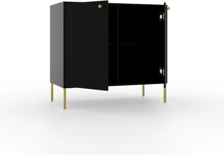 Comodă cu doua usi, 84x41x74cm, Tili System, ADRK Furniture (Culoare: Negru / Negru)