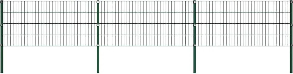 vidaXL Panou de gard cu stâlpi din fier, verde, 522x80 cm