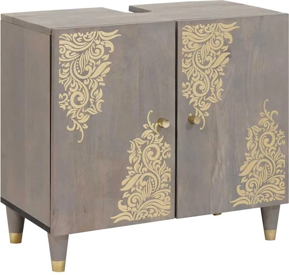 vidaXL Dulap de chiuvetă Gri 62 x 33 x 58 cm Lemn de mango solid