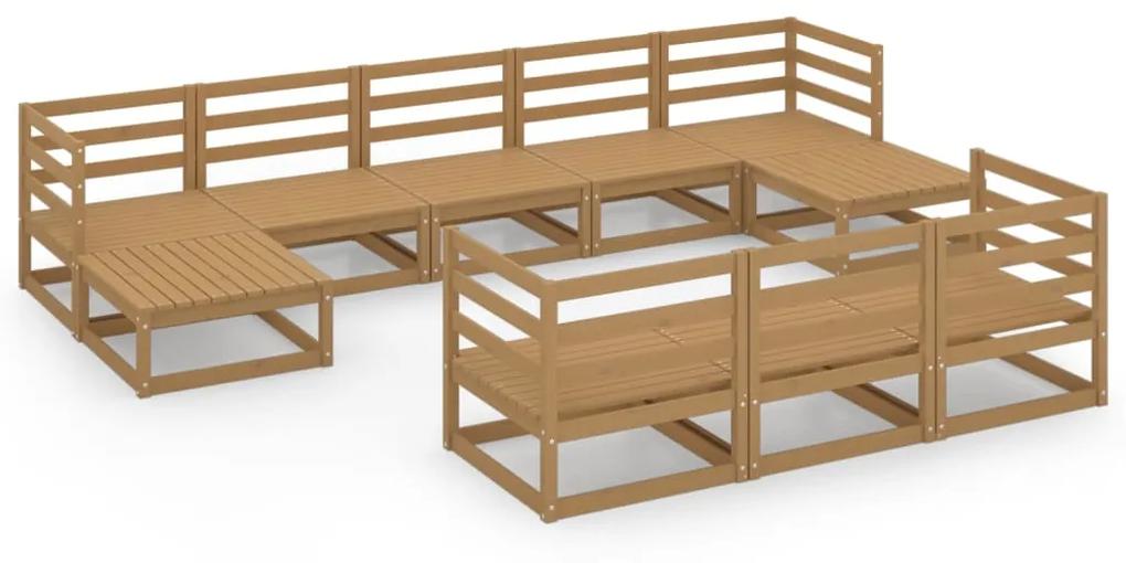 3076112 vidaXL Set mobilier de grădină, 10 piese, lemn masiv de pin