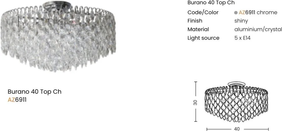 Lustra metal cromat si cristale sticla BURANO 40