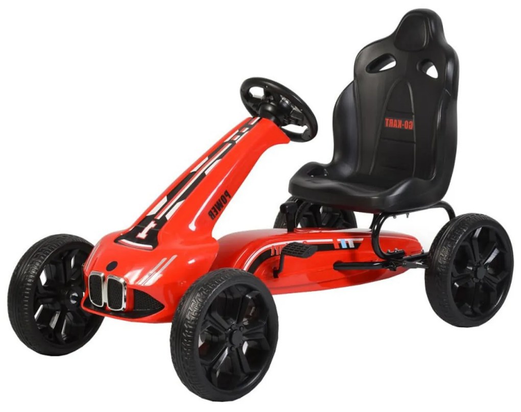 Kart cu pedale pentru copii NOVOKIDS® Monte Carlo Kart PRO, 3-8 ani , Maxim 40 kg, 113 cm lungime, Carena, Structura metalica, Frana de mana, Functie