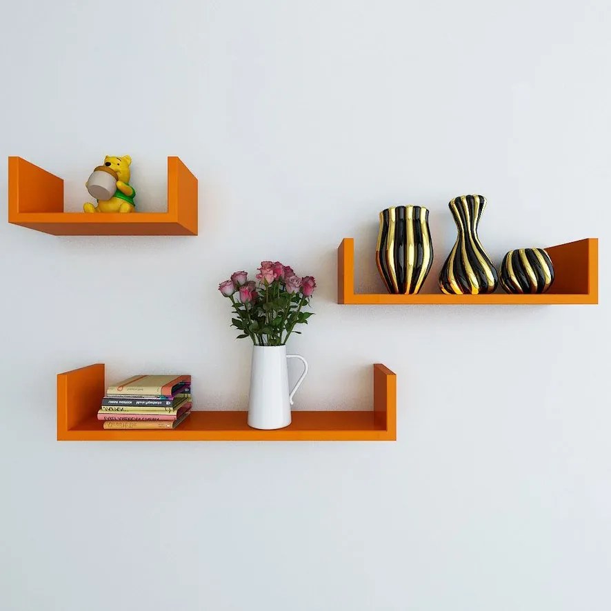 Set 3 rafturi U 30/40/50x15x15 cm PAL Cires C544