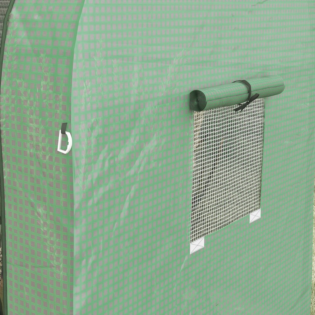 Outsunny Sera de grădină 1,8 m² dim. 1,85L x 0,9l x 1,5H m 2 Uși cu fermoar rulante 4 Ferestre rulante Oțel PE Verde | Aosom Romania