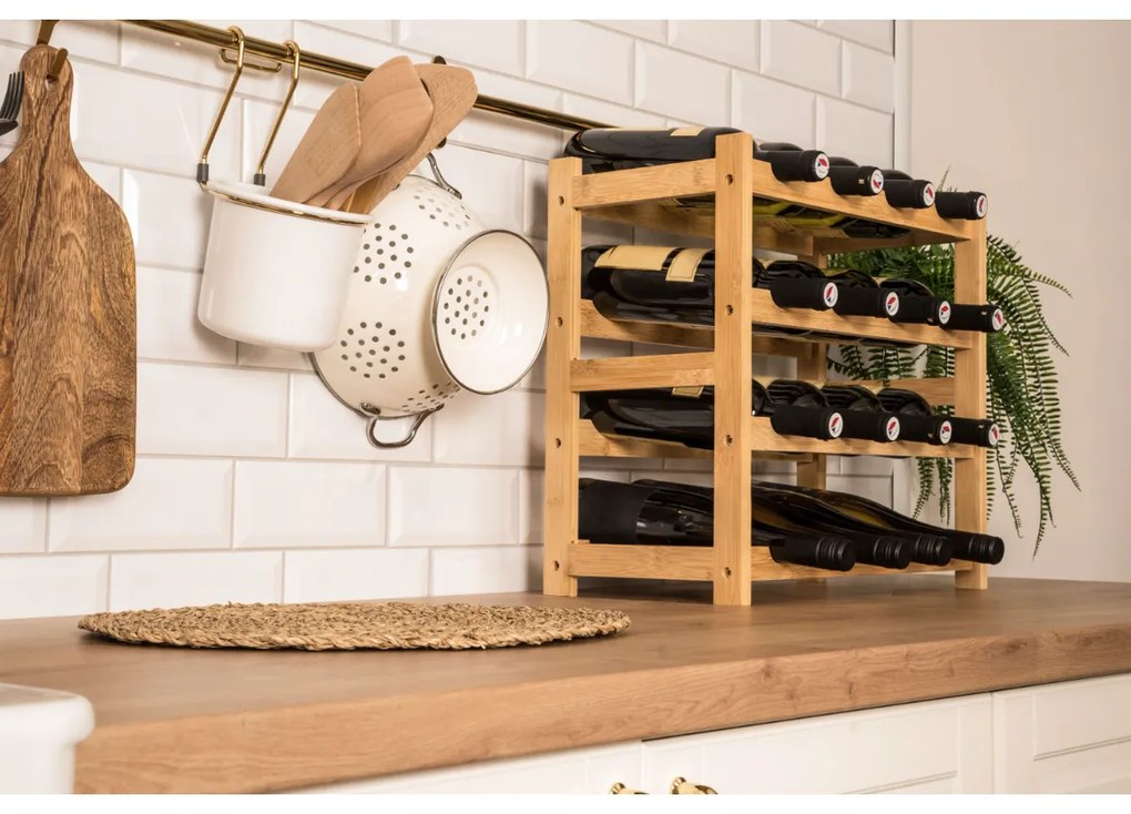 Raft pentru vin G21 din bambus, 16 sticle, M