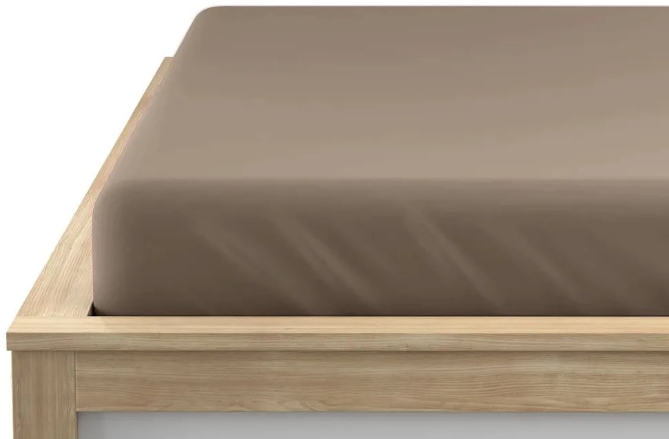 Cearceaf cu elastic din microfibra maro deschis 180x200 cm