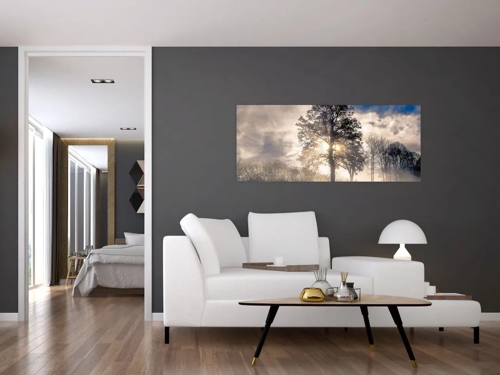 Tablou cu copac în ceață (120x50 cm)