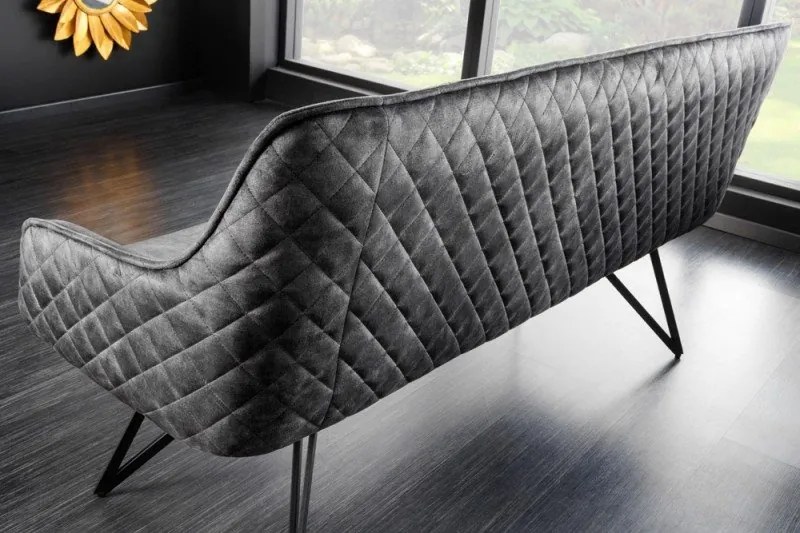 Bancheta cu aspect retro Euphoria 160cm, gri inchis