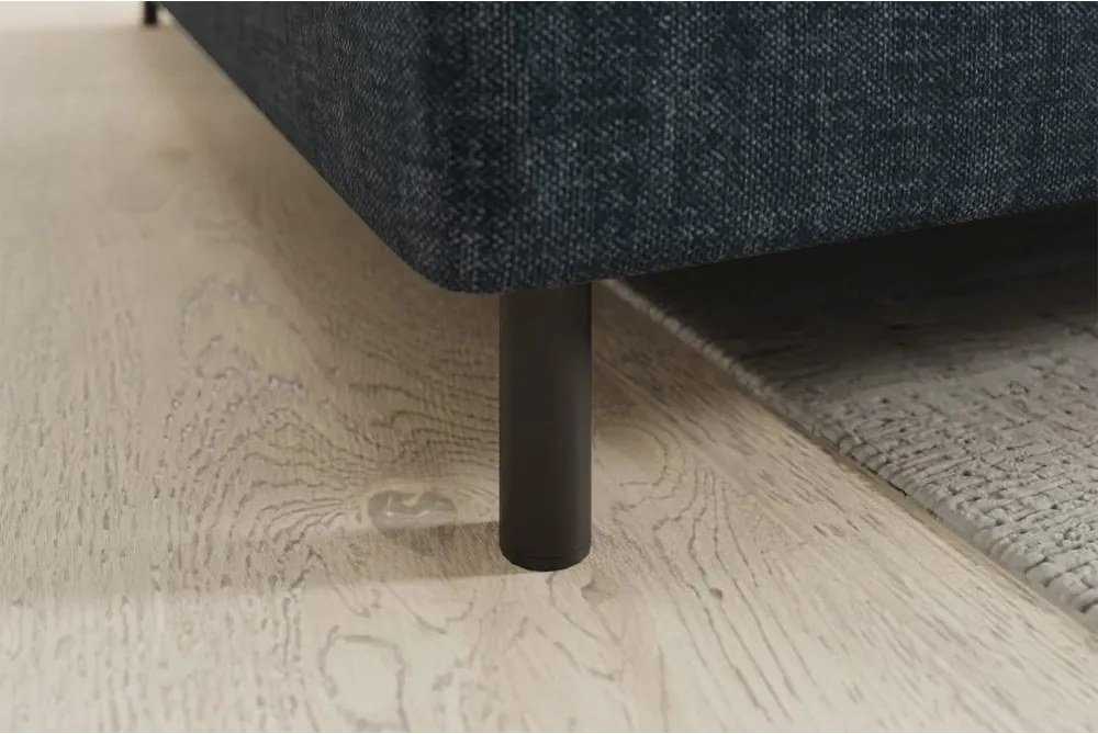 Colțar albastru extensibil/cu spațiu de depozitare cu tapițerie din catifea (cu colț pe partea stângă/în formă de ”L”) Barea – ELTAP