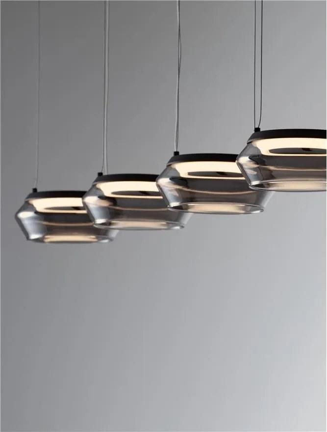 Lustra cu 5 pendule LED, Metal, Negru, Sticla, JAILYN