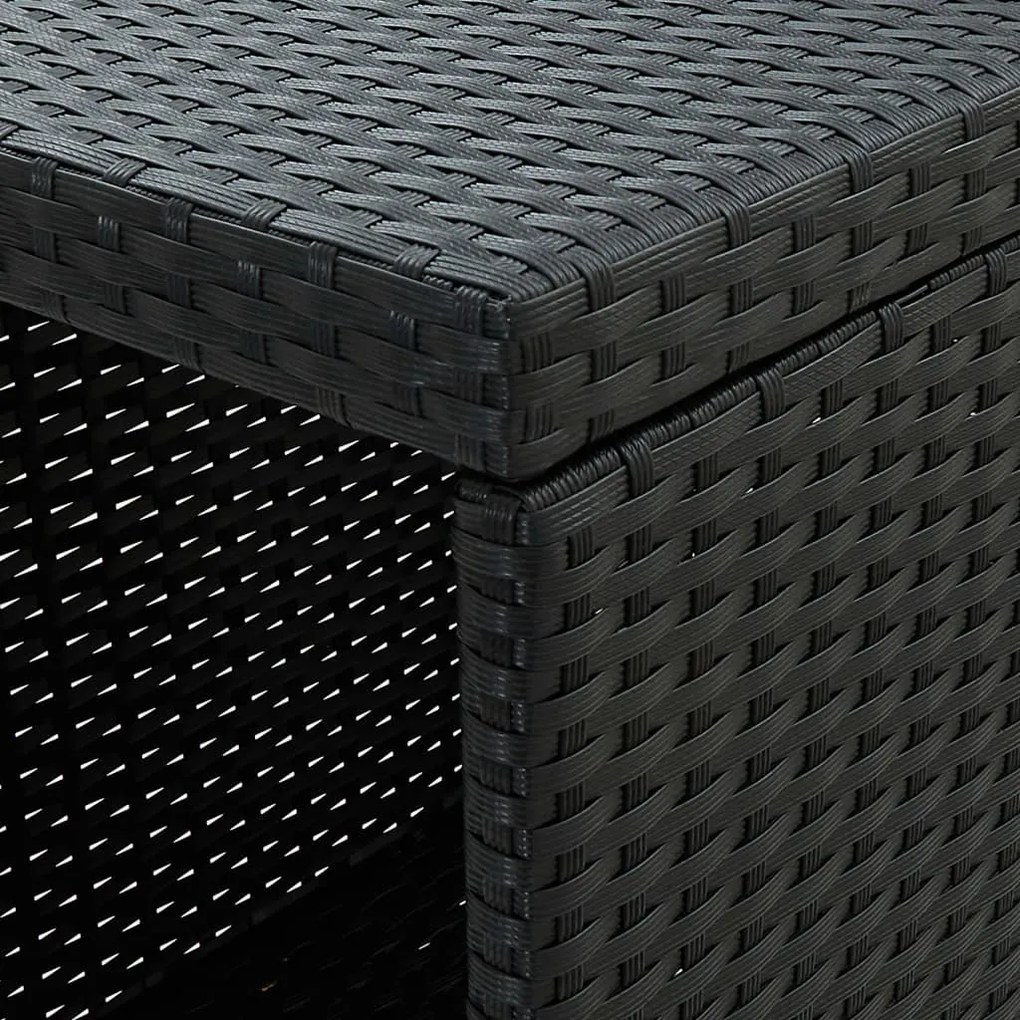 Masă de bar cu raft depozitare, negru, 120x60x110 cm, poliratan
