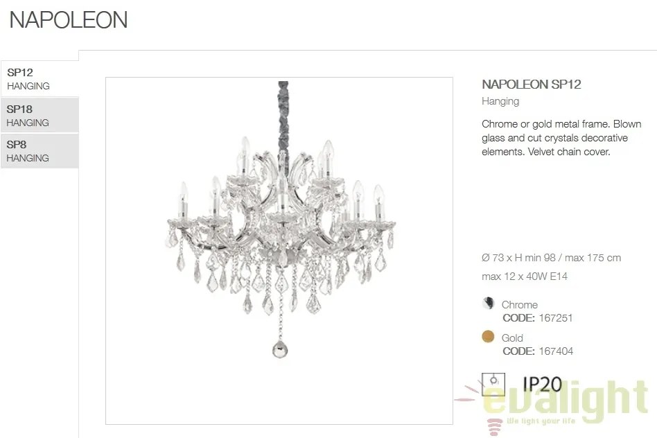 Candelabru design elegant NAPOLEON SP12 crom 167251