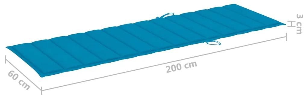 Sezlong de gradina cu masa si perna, lemn masiv de acacia 1, Albastru, 1 sezlong cu masa