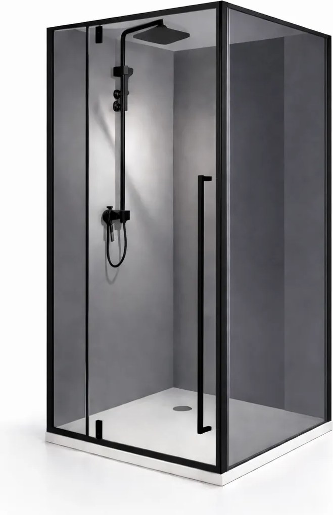 Cabina dus HYDRA 90x90 patrata, geam fumuriu securizat 6 mm, profil negru mat