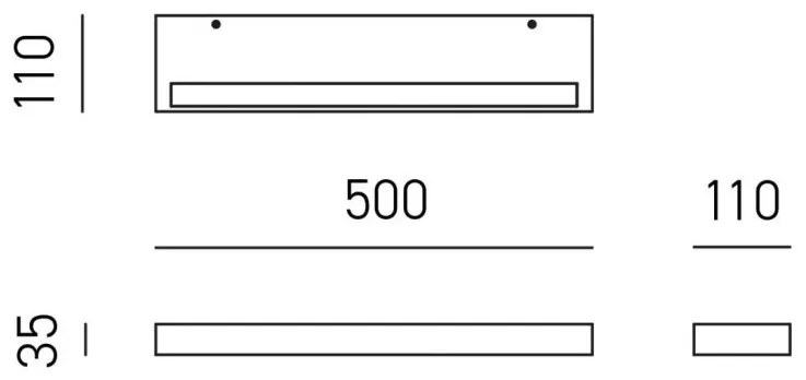 Aplica de perete lumina ambientala LED GAP DOUBLE alb L-50cm, 3000K