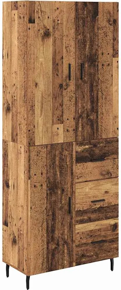 vidaXL Bufet cu sertar 2 pcs Lemn Vechi Lemn Stratificat și Sticlă