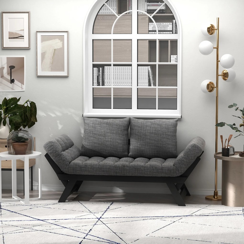 HOMCOM Canapea Tip Sezlong Confortabilă, Mobilier Living, Negru, 163.83x66.04x81.28 cm | Aosom Romania