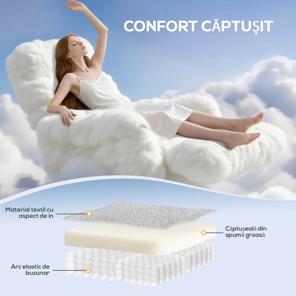 HOMCOM Fotoliu Rabatabil cu Suport pentru Picioare, Fotoliu din Metal, Lemn, Burete și Poliester, 66x83x107 cm, Gri | Aosom Romania