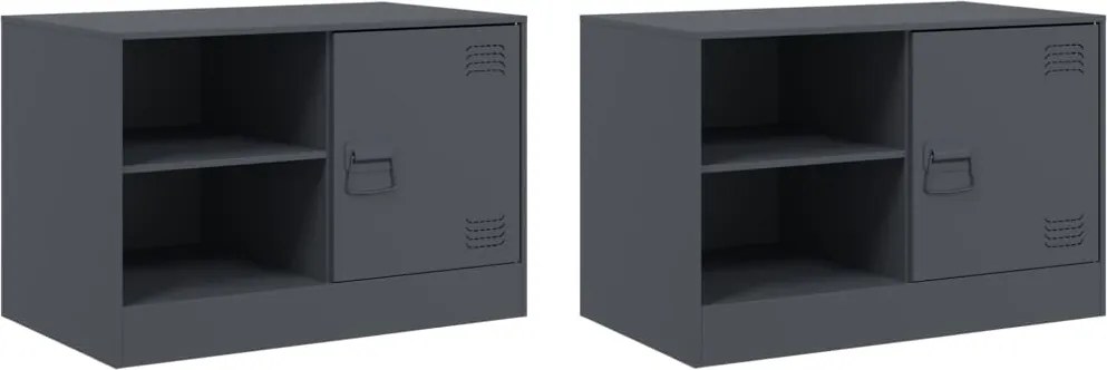 vidaXL Comodă TV, 2 buc., antracit, 67x39x44 cm, oțel