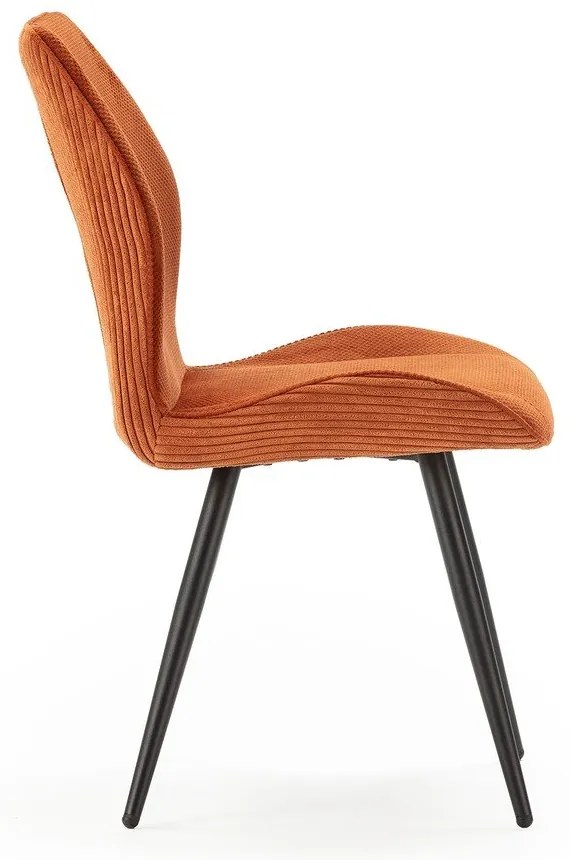 Scaune de dining portocalii 2 buc. din catifea reiată Adaya – Marckeric