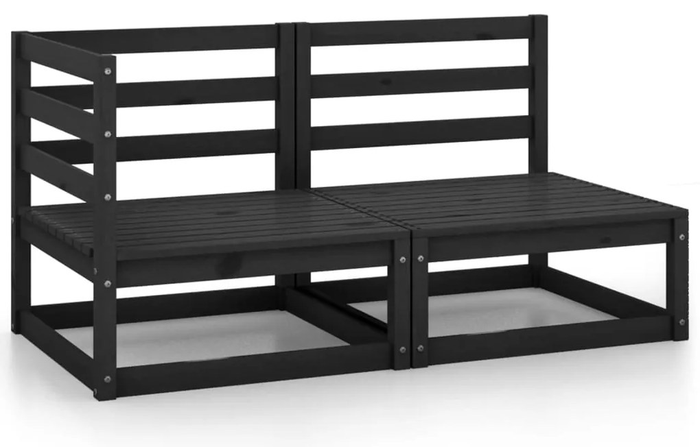 vidaXL Set mobilier de grădină, 2 piese, negru, lemn masiv de pin