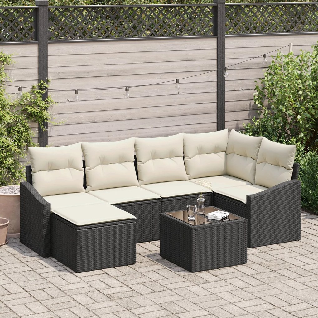 vidaXL Set de canapele pentru grădină cu perne, ratan polimer maro