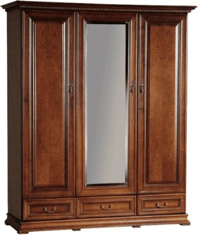 Dulap lemn masiv nuc Ravino I cu Oglindă, 172,2 × 60,5 × 207,9 cm