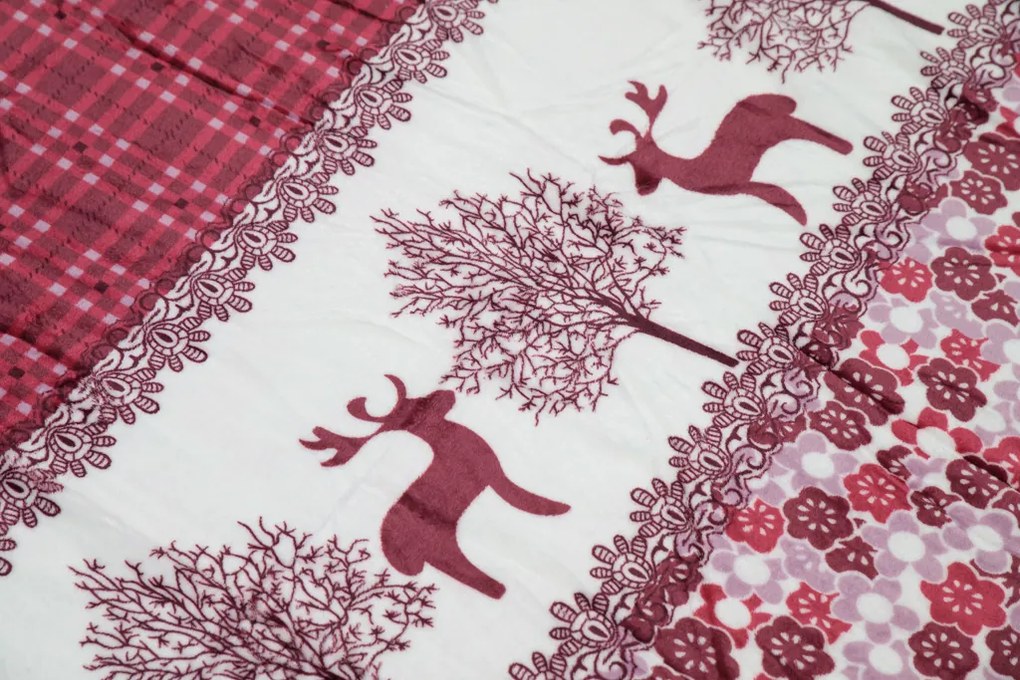 Lenjerie cocolino Craciun ren visiniu