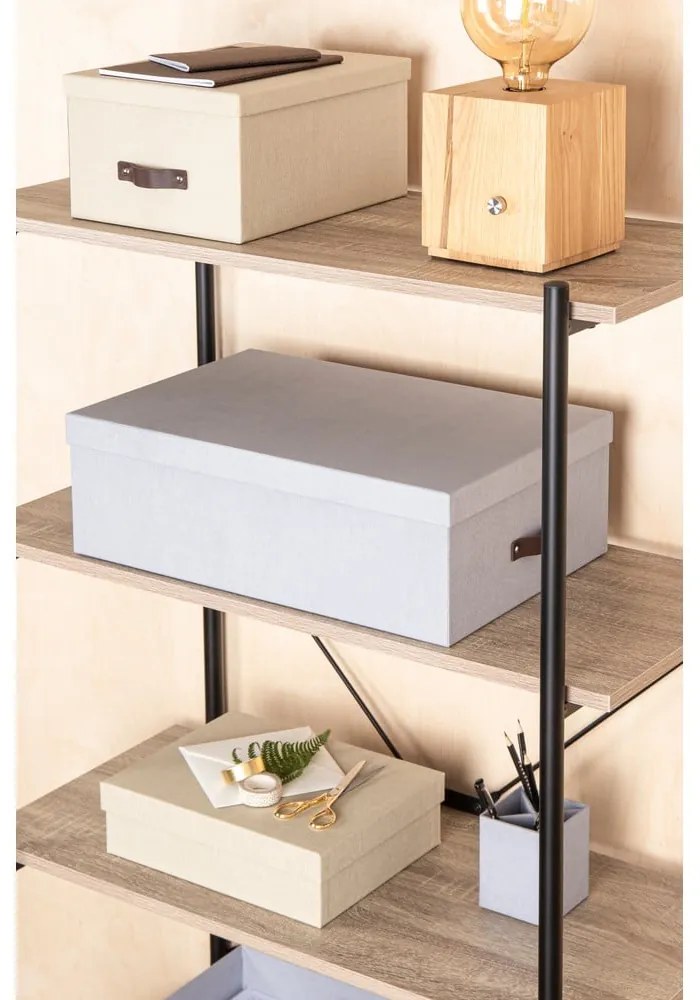 Cutii de depozitare gri-deschis 3 buc. din carton cu capac 31x47x15 cm Inge – Bigso Box of Sweden