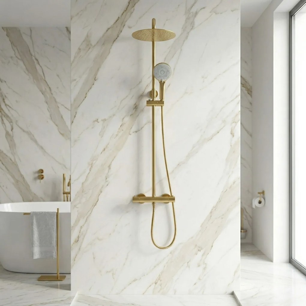 Set de duș fără pipă cu termostat Rea Lungo Gold