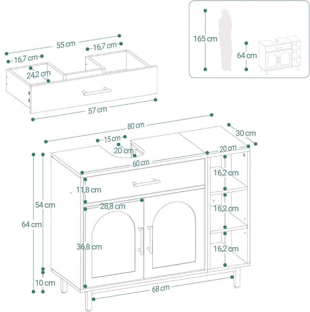 ZARA1 - Masca de Chiuveta, 80 cm - Mobilier Baie ZARA