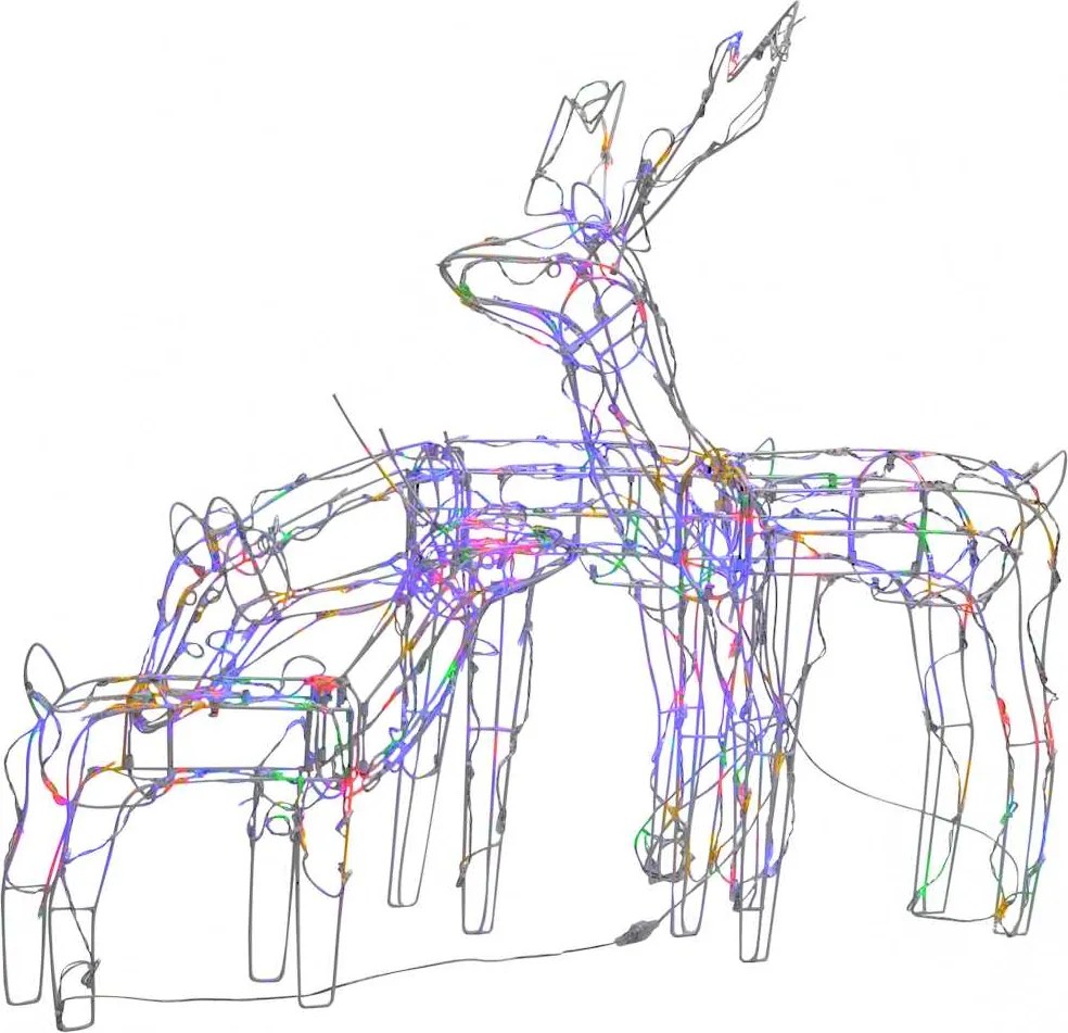 vidaXL Instalație de lumini de Crăciun cu reni, 3 piese, 229 LED-uri