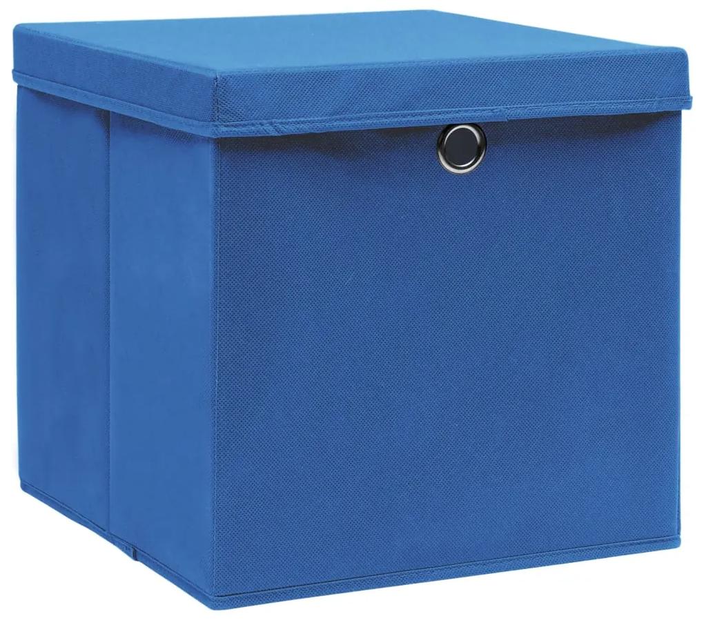 Cutii de depozitare cu capac, 10 buc., albastru, 28x28x28 cm 10, Albastru cu capace, 1, Albastru cu capace