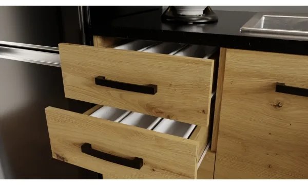 Mobilă de bucătărie ROSALIA, 240 cm, stejar craft