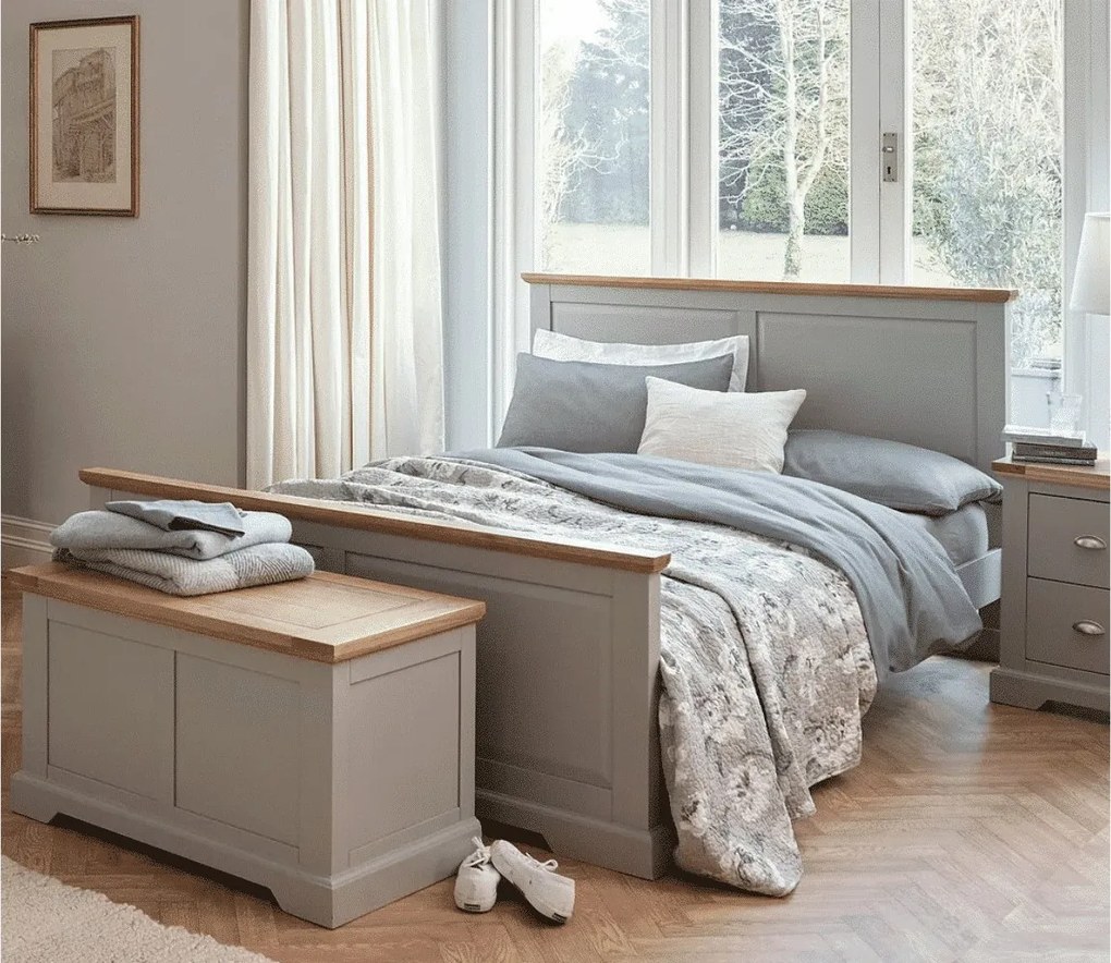 Pat lemn masiv gri Ives Personalizabil /162x214x104 cm, 147 × 204 × 104 cm - 140x200