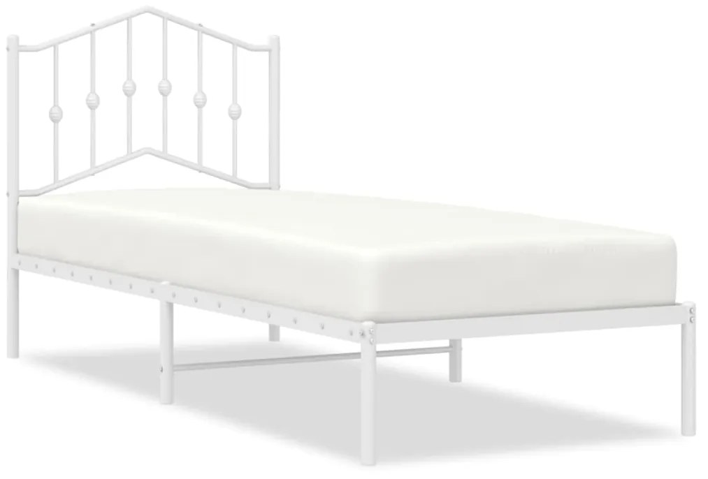 373829 vidaXL Cadru de pat metalic cu tăblie, alb, 80x200 cm