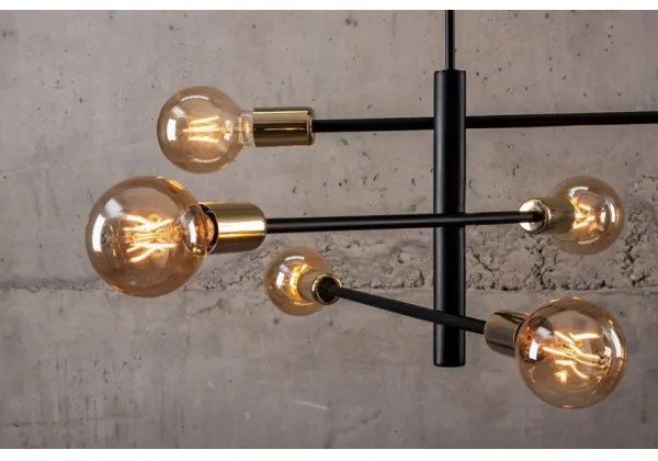 Lustră pe tijă ONYX 6xE27/60W/230V neagră/aurie