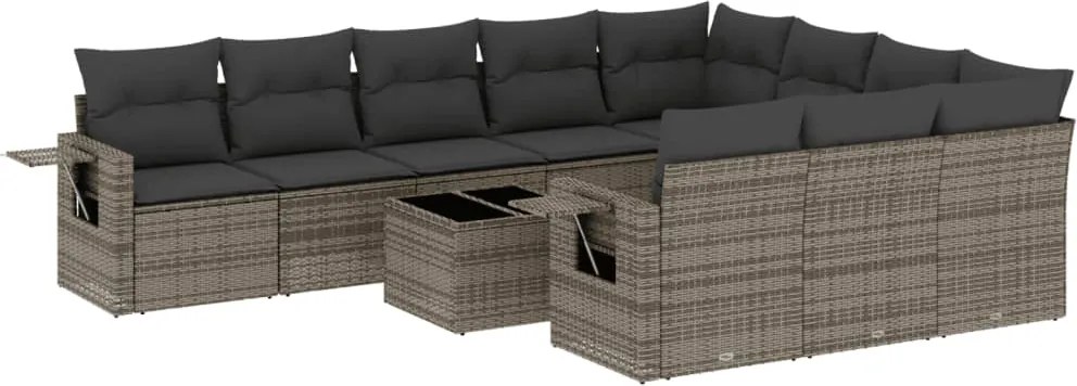 vidaXL Set canapele de grădină cu perne, 11 piese, gri, poliratan
