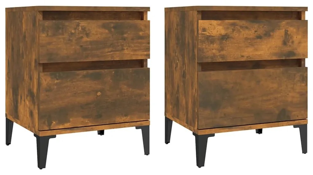 vidaXL Noptiere, 2 buc., stejar fumuriu, 40x35x50 cm