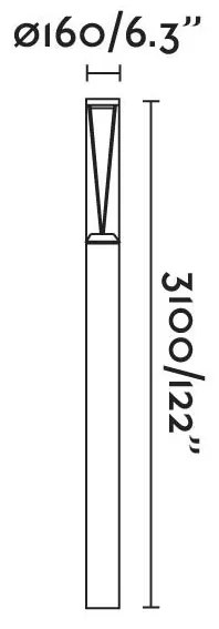Stalp LED iluminat exterior simetric 360º IP65 RUSH 310cm 3000K DALI
