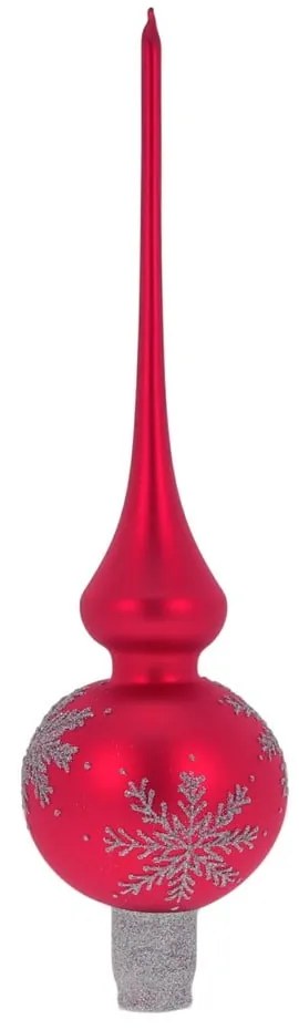 Vârf roșu din sticlă pentru bradul de Crăciun Ego Dekor