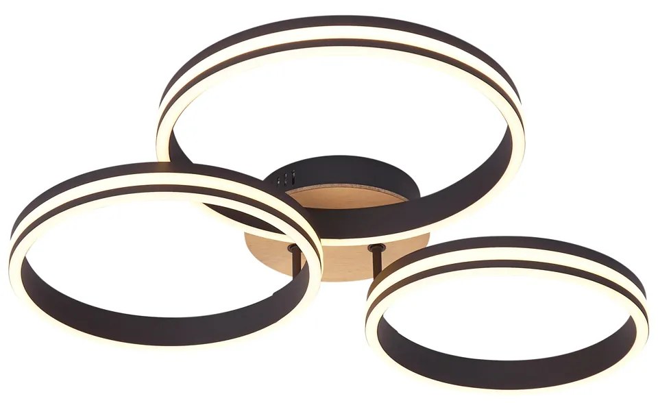 Plafonieră din lemn cu LED, cu dimmer în 3 trepte, cu 3 lumini - Navara