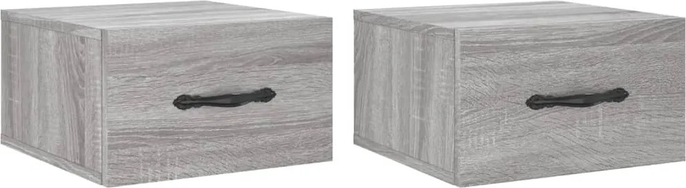 vidaXL Noptiere de perete, 2 buc., sonoma gri, 35x35x20 cm